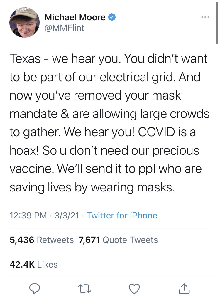 Anyway, it won’t surprise you that we also had lots and lots of blue checks in hysterics about this plan.  @MMFlint was perhaps the most well-known for his pretty appalling take.