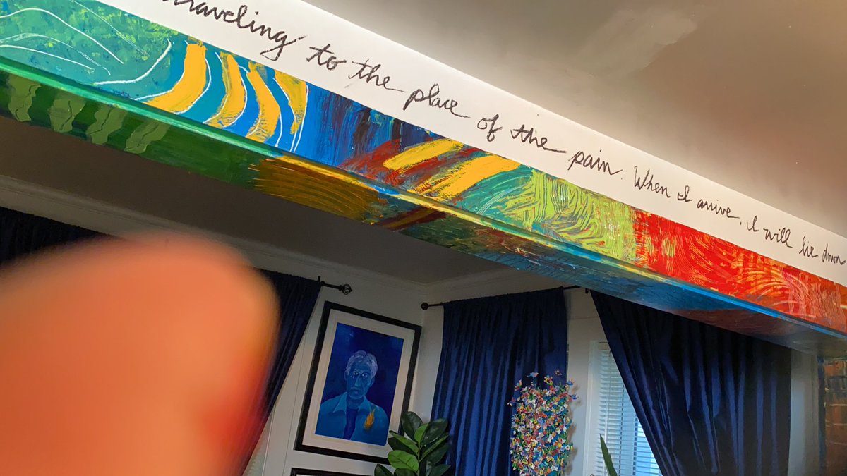 BenjaminASaenz's tweet photo. One of my followers wanted to know what I wrote on the wall: All my life I have been traveling to the place of the pain. When I arrive, I will lie down in the dirt &amp; listen to the music of the hurt. &amp; in that silent drought, I will learn to speak the language of the rain. https://t.co/FUORMMlRiO