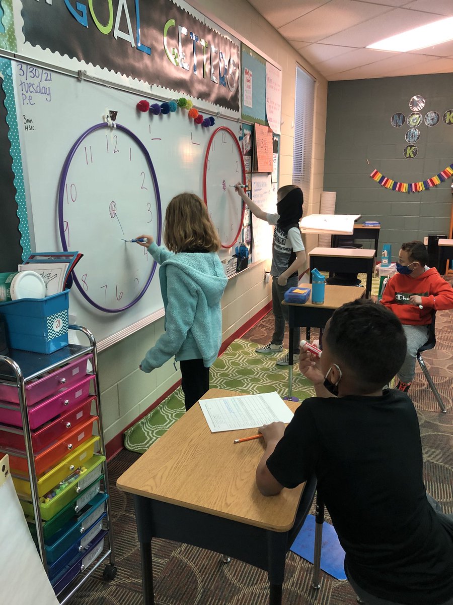 misssriddle's tweet photo. Math groups in action! My group is (literally) racing against the clock and the other team to show the correct time first. Fun way to show what we know!
@KBElementary #lpsleads https://t.co/BCHW8bQrmZ