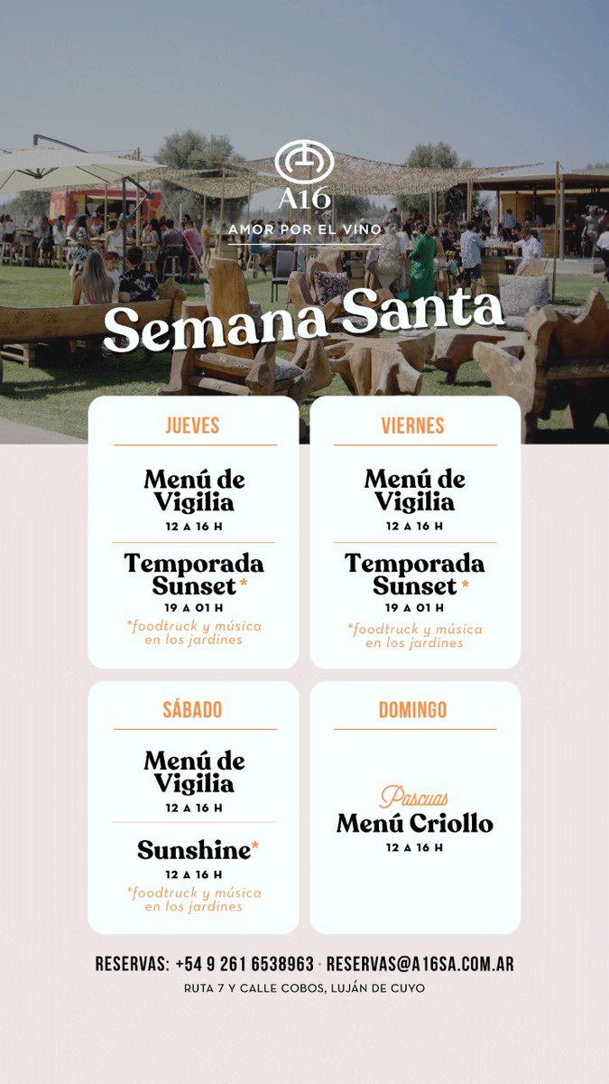 Semana Santa en <a href="/BodegaA16/">Bodega A16</a> #Mendoza #Argentina