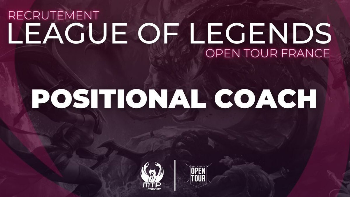 📢 #RECRUTEMENT 📢

Nous sommes à la recherche d’un positional coach dans le but de compléter le très bon travail effectué par le staff League of Legends 🦉

Sa mission sera d’effectuer un suivi beaucoup plus individuel auprès de nos joueurs.

Candidature auprès de @MTP_Aerzia  !