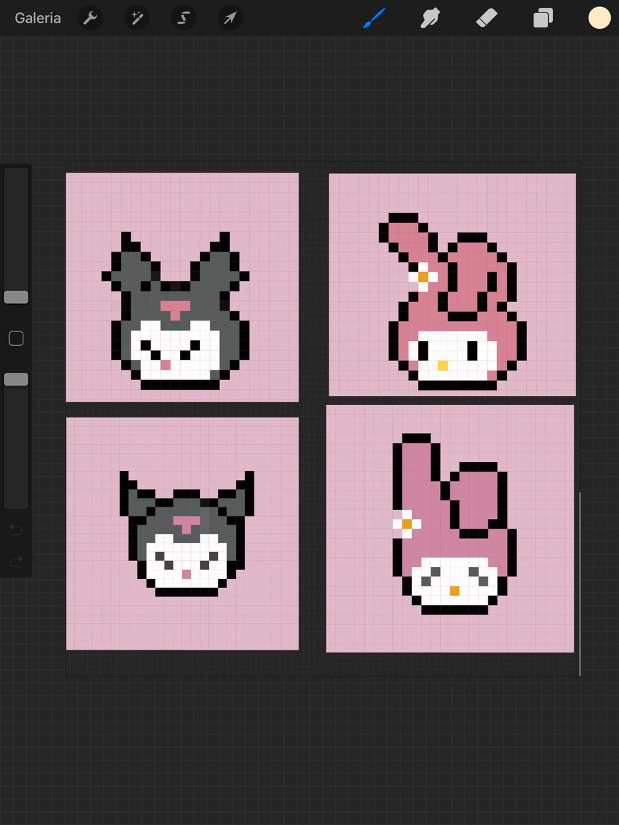 ellencpirog's tweet photo. Trabalhando em mais algumas encomendas personalizadas ♥️
#kuromi #hellokit #mymelody #anime #pixelart https://t.co/tHoKKd2Aqn