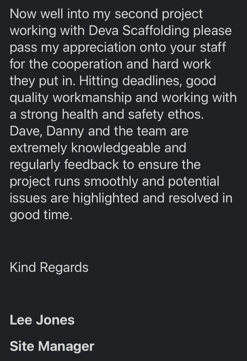 LtdDeva's tweet photo. Any review or testimonial is great to receive, but when it’s a review like this one, we honestly couldn’t ask for anymore from our lads!
We’ll let the review do the talking ⚫️🤩🔴
#Devascaffolding #testomonial #review #scaffolding #access https://t.co/2po9Fcll5t