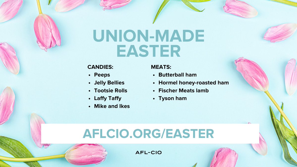AFLCIO's tweet photo. Whether you celebrate #Easter or #Passover make sure your holiday meals are #unionmade! https://t.co/TYLiIrxk7U