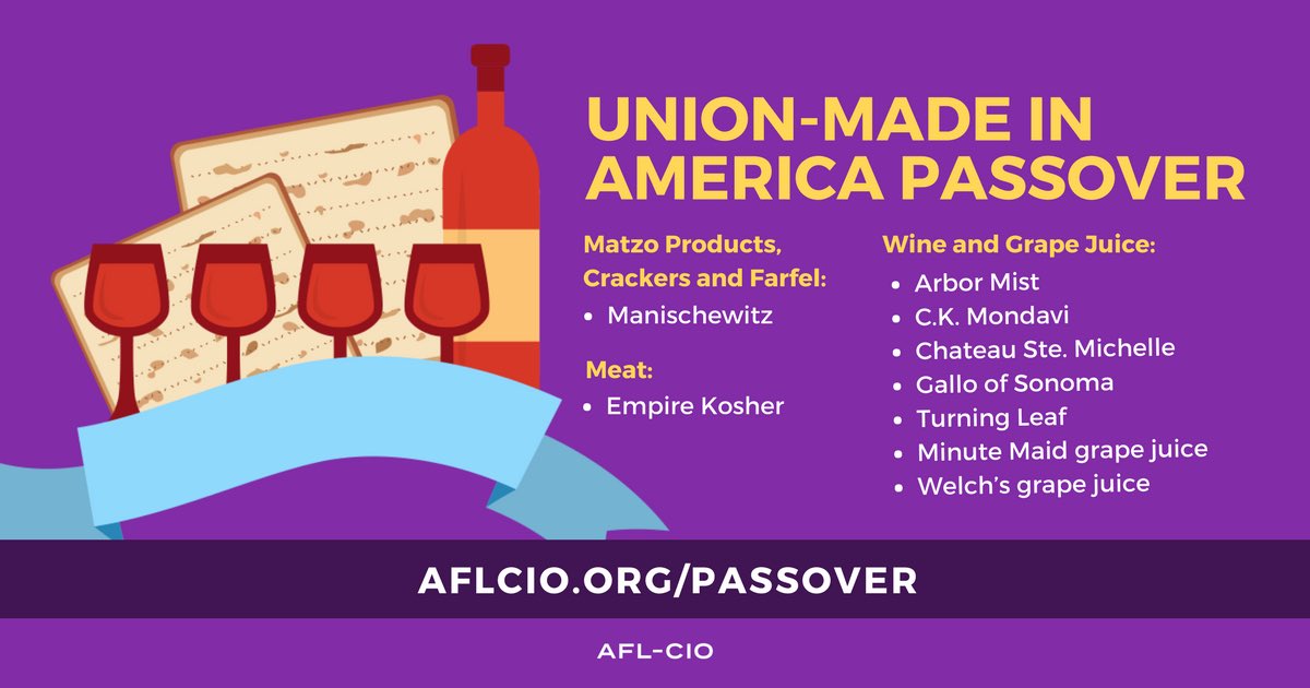 AFLCIO's tweet photo. Whether you celebrate #Easter or #Passover make sure your holiday meals are #unionmade! https://t.co/TYLiIrxk7U