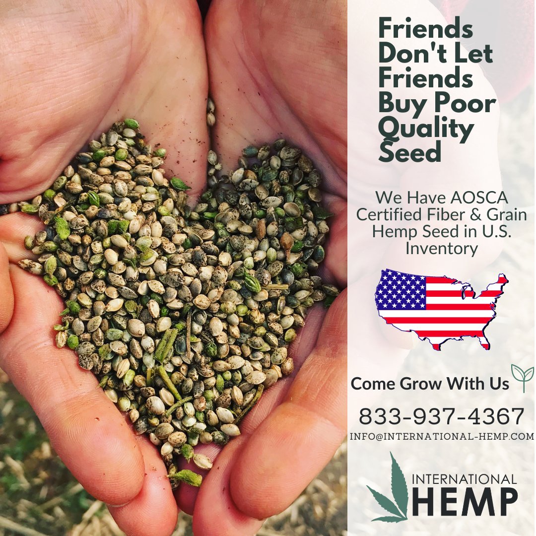 Why settle for non-certified, low-quality #hempseed when we have competitively-priced, AOSCA certified, high-yielding #genetics ready to ship from U.S. inventory?

Get in touch with us to find out why we are the choice for American #fiber and #grain hemp growers. 

#farmers #hemp