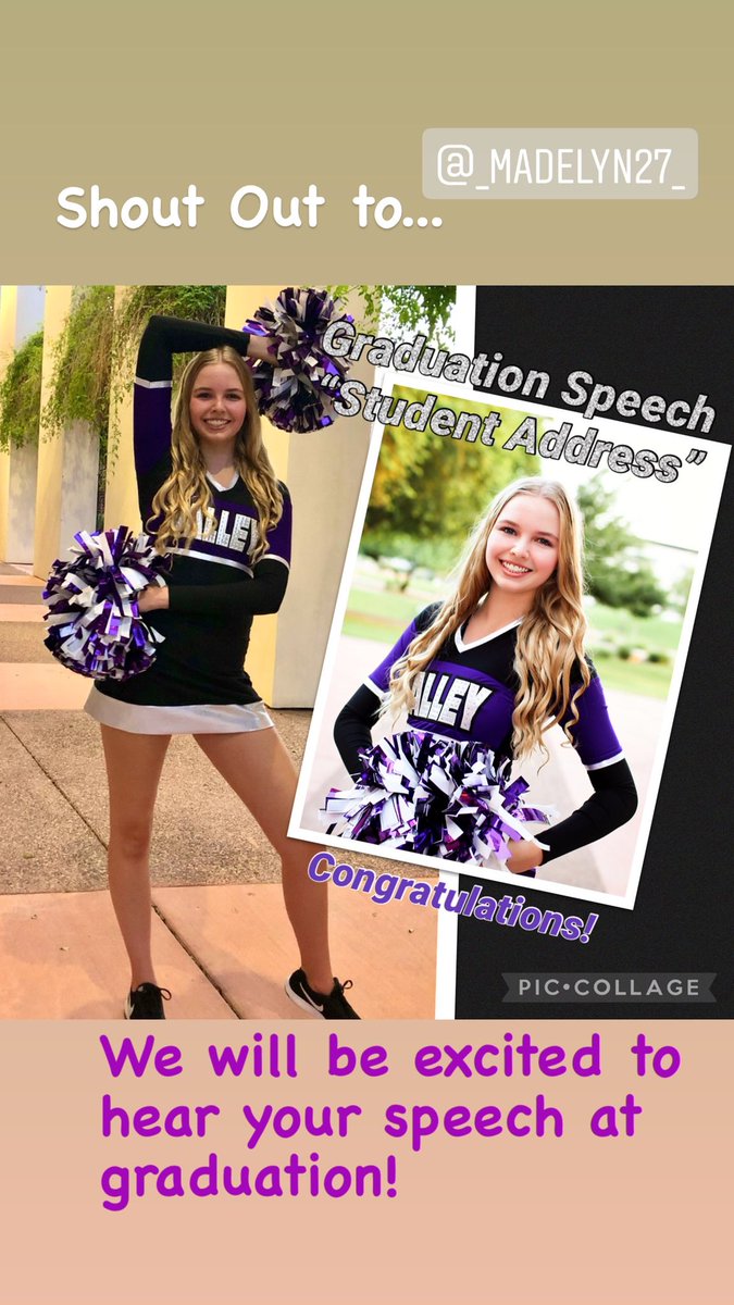 VVHSPomLine's tweet photo. Congratulations Madelyn on the opportunity to speak at graduation! 💜⛈🖤🔥 https://t.co/MOi742I2Wl