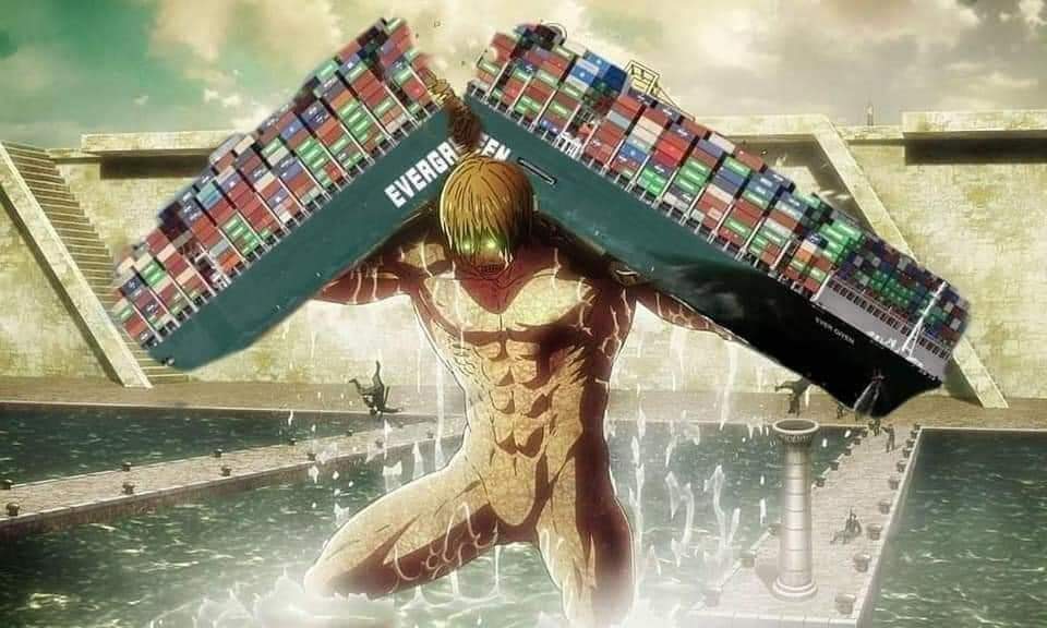 rishirajsinghs's tweet photo. Artist solving #suezchannel problem #SuezUnblocked #Suez #SuezCrisis #suezmeme https://t.co/TXIgKE9Rsy