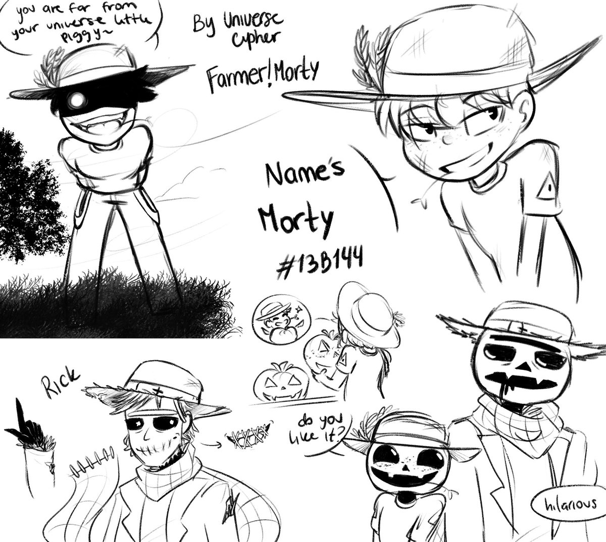 UniverseCipher's tweet photo. I decided to make my own Rick and Morty AU uwu

Please don’t hate or attack me qwq I just liked the idea of having a Farmer!Morty and a ScareCrow!Rick :’D https://t.co/XeSSbL4jTo
