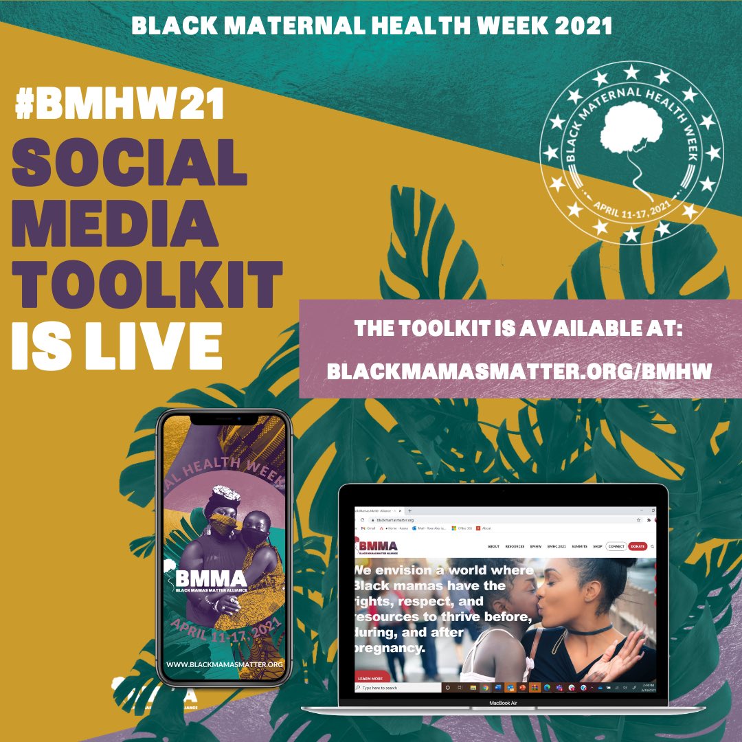 The #BMHW21 Social Media Toolkit is now LIVE and available at blackmamasmatter.org/BMHW 

💜 Join the conversation by using our hashtags and tagging us across our socials! 

#blackmamasmatter #blackmaternalhealthweek #blackmaternalhealth #maternalequity #birthjustice