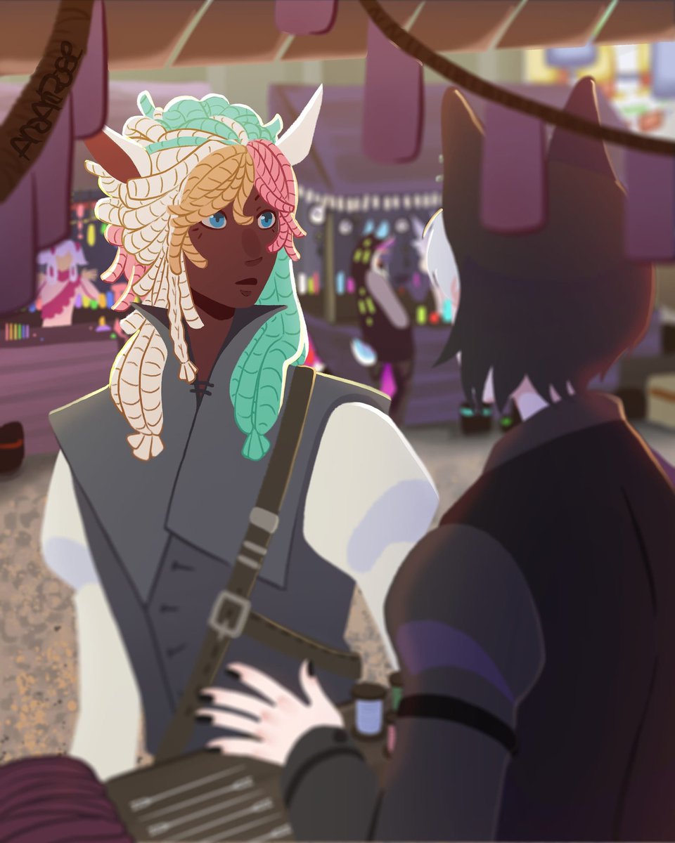 AnaArtRose's tweet photo. My very first Dainty prompt Fairytale featuring Shay! The other characters belong to their rightful owners ^^
#daintydarling #daintyspecies #digitalart #monthlyprompt #dungeonsanddragonsart #dnd #dungeonsanddragons #closedspecies #humanoid #anime #digitalillustration #prompt https://t.co/Dwq4XzEXTo