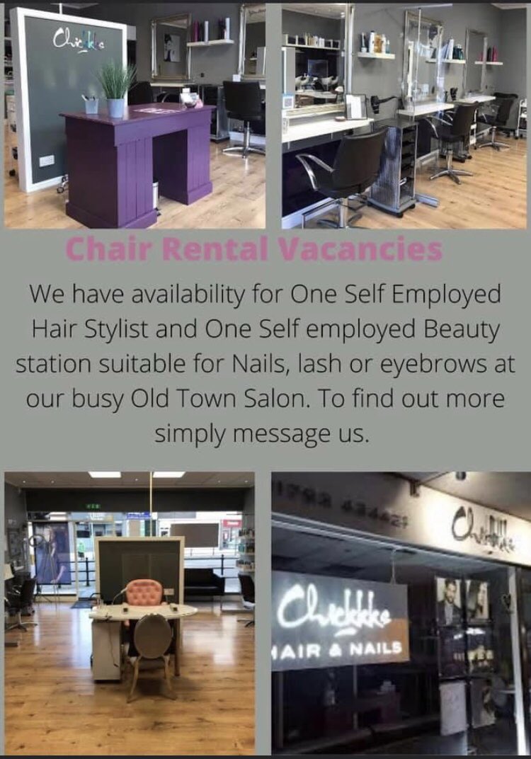chickkkssalon's tweet photo. A lovely opportunity for a new start. On our return we will have clientele waiting so a perfect immediate start to support this fantastic industry! #selfemployment #earnmoremoney #independent #hair #nails #lashes #eyebrows #oldtown @TotalSwindon @RachaelBoothTGt @OldTownSwindon https://t.co/8zvGu2dgKa