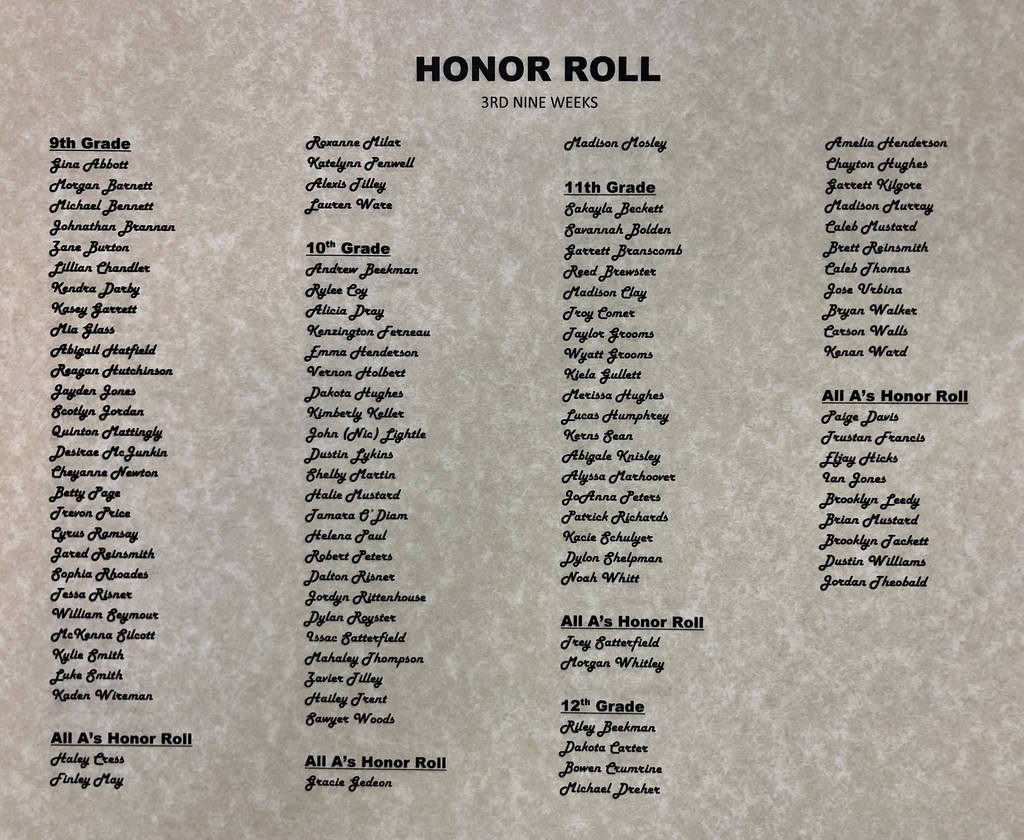 WesternLSD's tweet photo. WHS third nine weeks honor roll! Congratulations to our students! https://t.co/iI4im8HWsI