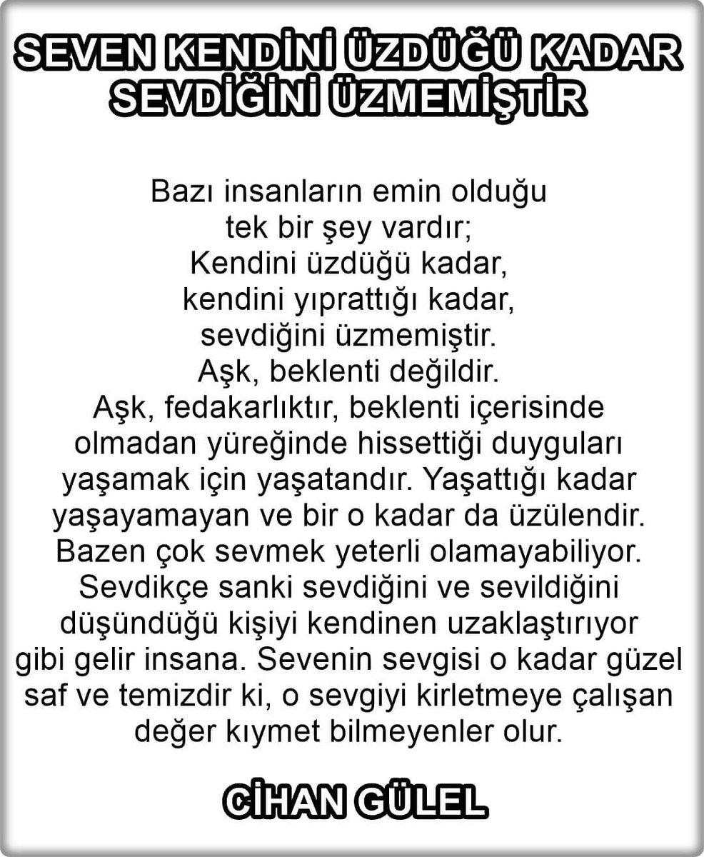CihanGulell's tweet photo. GERÇEKTEN ÇOK SEVEN İNSAN
İLİŞKİSİNDE SIRF SEVDİĞİ ÜZÜLMESİN DİYE KENDİNİ ÜZDÜĞÜ KADAR SEVDİĞİNİ ÜZMEMİŞTİR
#kitapönerisi #ask
#çöktü #bunuhaketmiyoruz #MebOkul
#drkitap #kitaptavsiyesi
#Çaresizlik #GenclikSusmayacak https://t.co/qsdwN3dpyh