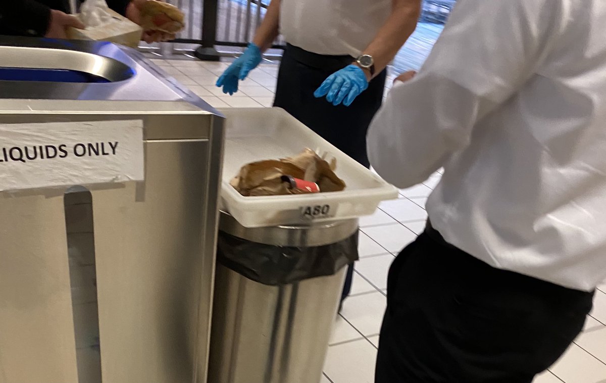 JGC789's tweet photo. Dude in front of me at airport security tried to go through with soup in luggage. Didn’t end well. All over clothes.  This was after they pulled from suitcase Stupidity brought me back to tweeting. https://t.co/6GBd5VjAoc
