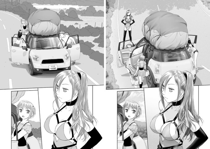 完成間近に背景が今後の展開と合わないのが分かって描き直しに…自主的にボツ…ついでに車とキャラも変更する事になりました_φ(T▽T;)
たまにこんなボツもあります(^^;;

右が台詞フキダシ擬音無しの完成原稿
左がボツ原稿 