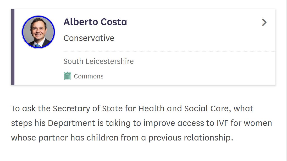 BPASfertility's tweet photo. Great to see @AlbertoCostaMP pressing the Govt on IVF access for people whose partners already have children. There is no reason to deny care to patients on this basis - it wouldn't happen in any other area of medicine. #FairIVF π
https://t.co/2axmwCvbgX https://t.co/9VqgQvRNre