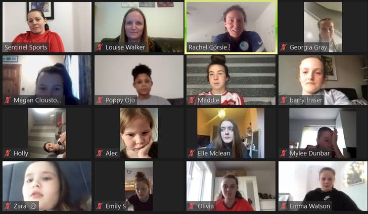 LouiseWalker116's tweet photo. Thank you @RachelCorsie14 and  @SentinelSports8 for the Q&amp;A tonight. The @aberdeenfcl U13’s were delighted asking their questions, learned important lessons.....and are asking for extra training sessions! 🙌🏻⚽️🏴󠁧󠁢󠁳󠁣󠁴󠁿 https://t.co/o2S1w0iDmy