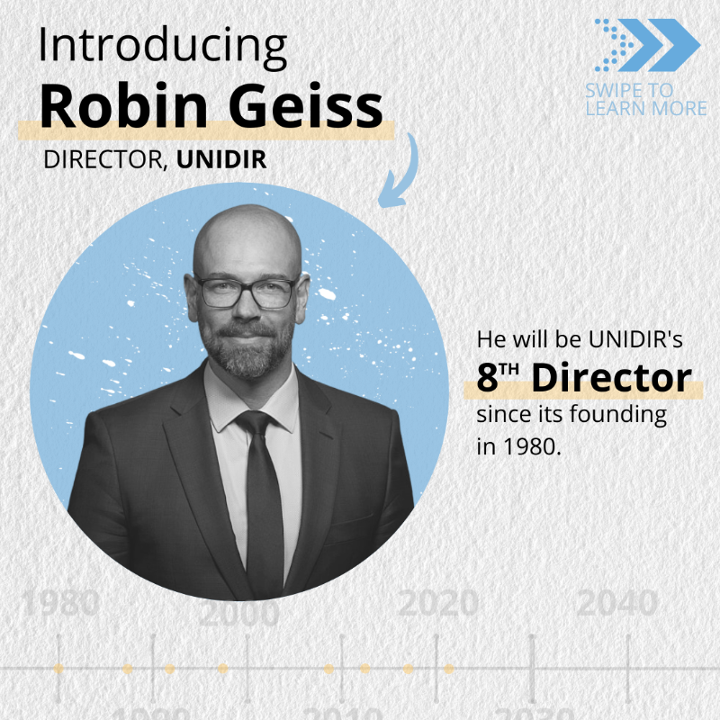 UNIDIR's tweet photo. We are excited to welcome UNIDIR's new Director, Robin Geiss, who officially starts today — join us in giving him a warm welcome!