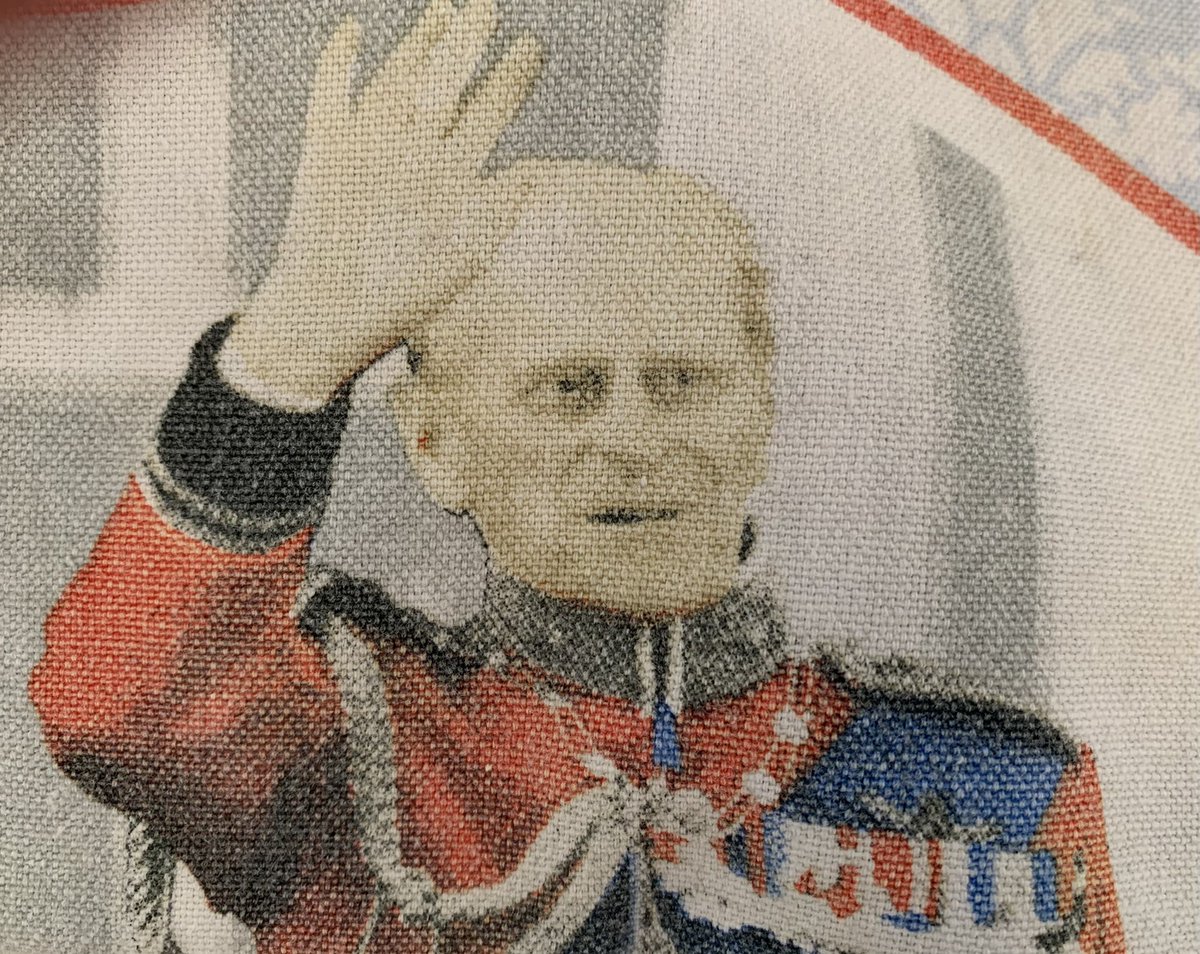 i keep this tea towel to remind me that prince philip has always looked like a reanimated corpse also fuck the monarchy