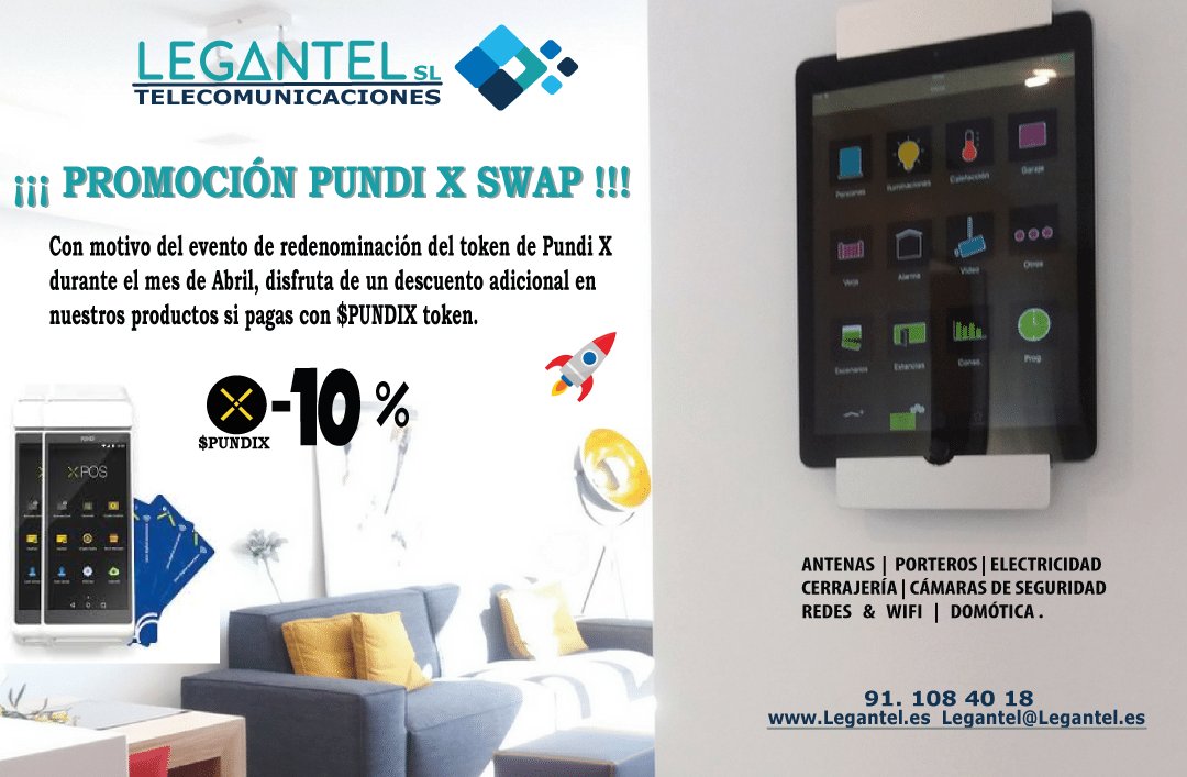 Legantel's tweet photo. Enhorabuena a @PundiXLabs por su SWAP

Lanzamos promoción de Abril con descuento en todos nuestros productos para aquellos que paguen con $PUNDIX token.

Siempre disponible nuestro #XPOS para aceptar pagos con criptomonedas suministrado por @bitcobie 😀 https://t.co/7rjfeRTDGb