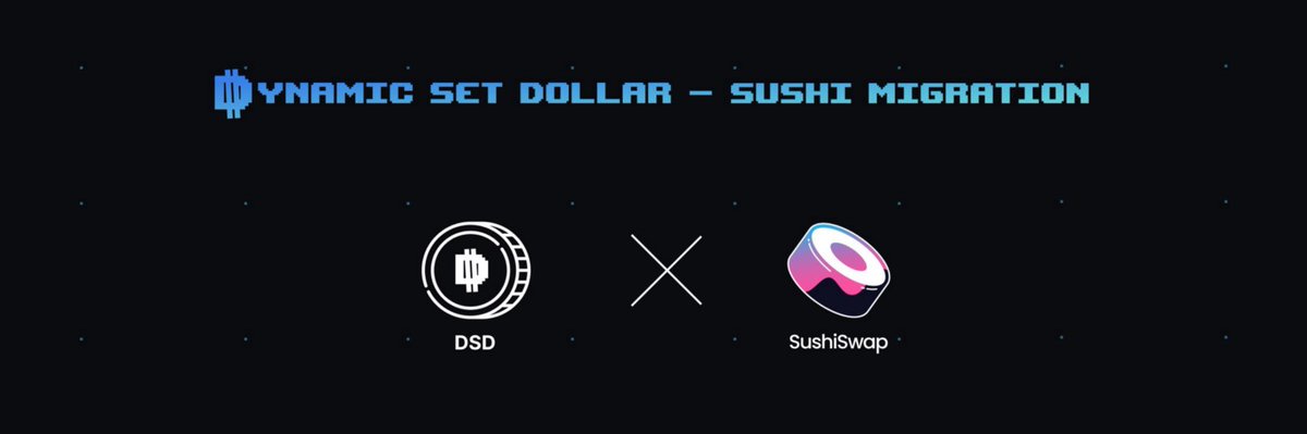 It's time for some 🍣

$DSD is moving to Sushi, see you soon <a href="/0xMaki/">0xMaki</a> 👀

Read more about our migration and what to do 👇

dynamicsetdollar.medium.com/dsd-sushiswap-…
