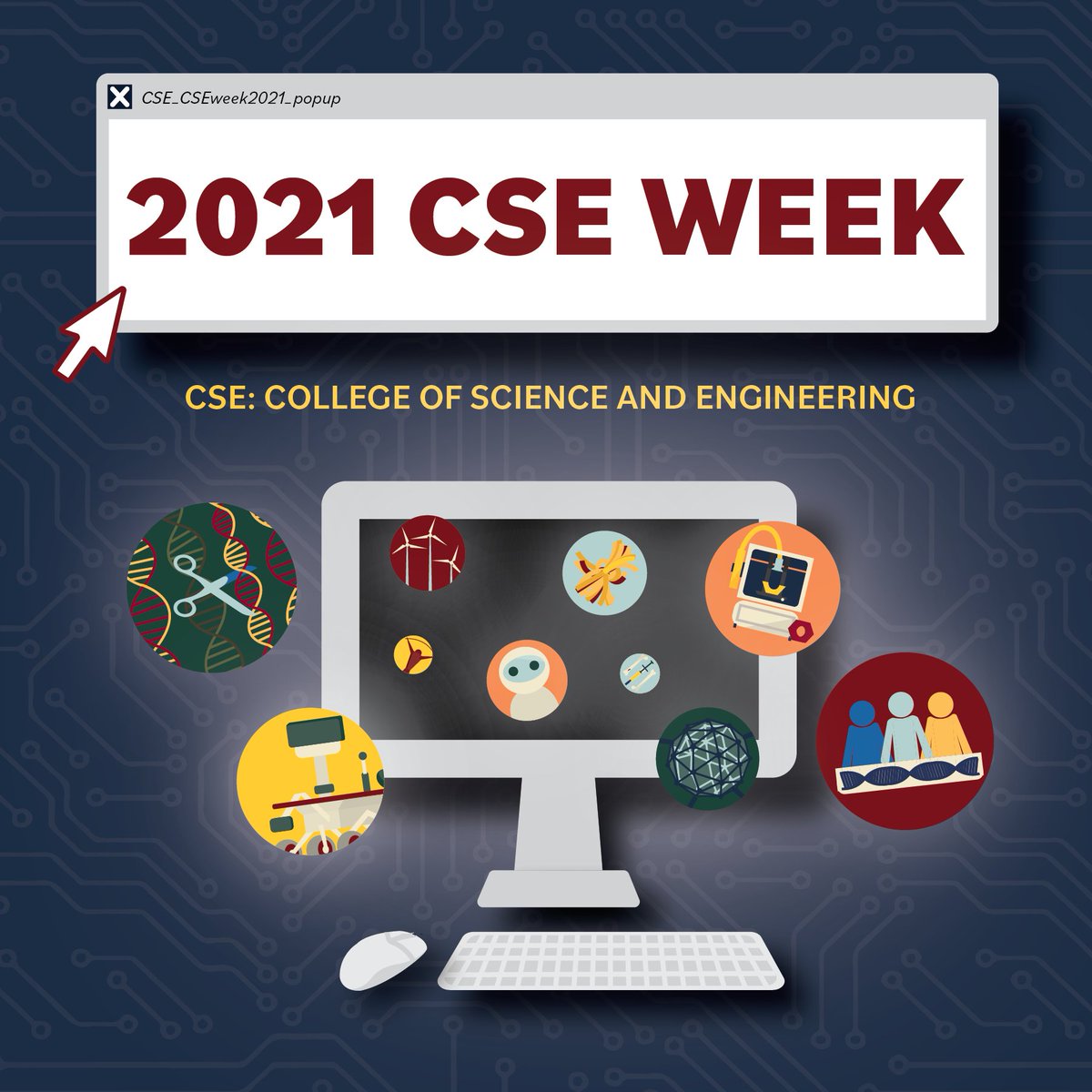 cseweek's tweet image. Attention CSE students! CSE Week 2021 is scheduled for Monday, April 12 to Friday, April 16. CSE Week is a weeklong celebration of CSE that includes a variety of fun and engaging events. Free merch will also be available!  

CSE Week calendar: sesb.umn.edu/cse-calendar