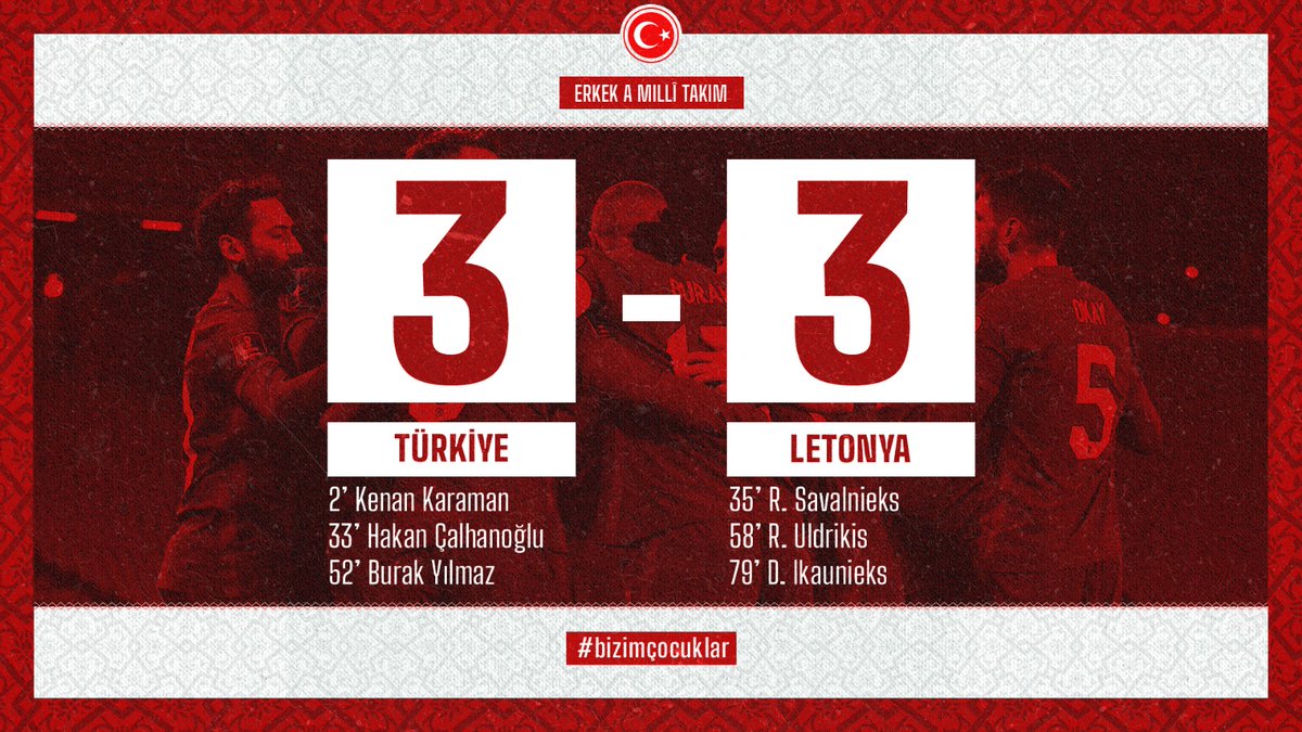 MAÇ SONUCU | Türkiye 3-3 Letonya #TURLAT #BizimÇocuklar 🇹🇷 #WCQ