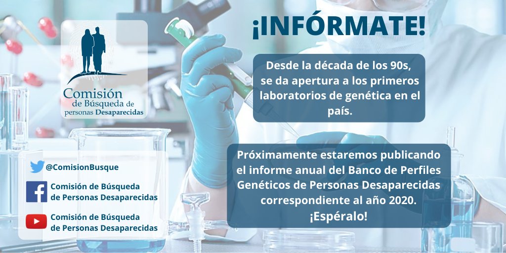 ComisionBusque's tweet photo. ¿Sabías que en Colombia existen Laboratorios de Genética Forense desde la década de los 90s? Pronto publicaremos el informe de gestión 2020 del #BPGD https://t.co/IPmzkT0xTR