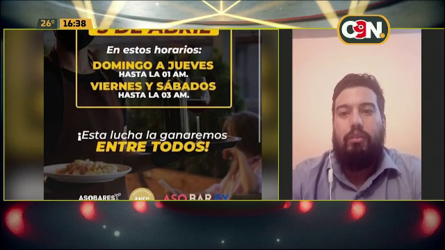 C9NParaguay's tweet photo. 🔴 Bares ampliarán horario desde el 5 de abril

Ariel Ramírez de #ASOBAR comenta que llegaron a un acuerdo donde abrirán de domingos a jueves hasta las 01.00 hs, viernes y sábado hasta las 03:00 de la mañana, cumpliendo con los protocolos de seguridad
 
🔗https://t.co/ZjsduBNmVk https://t.co/pyyTDisbrI