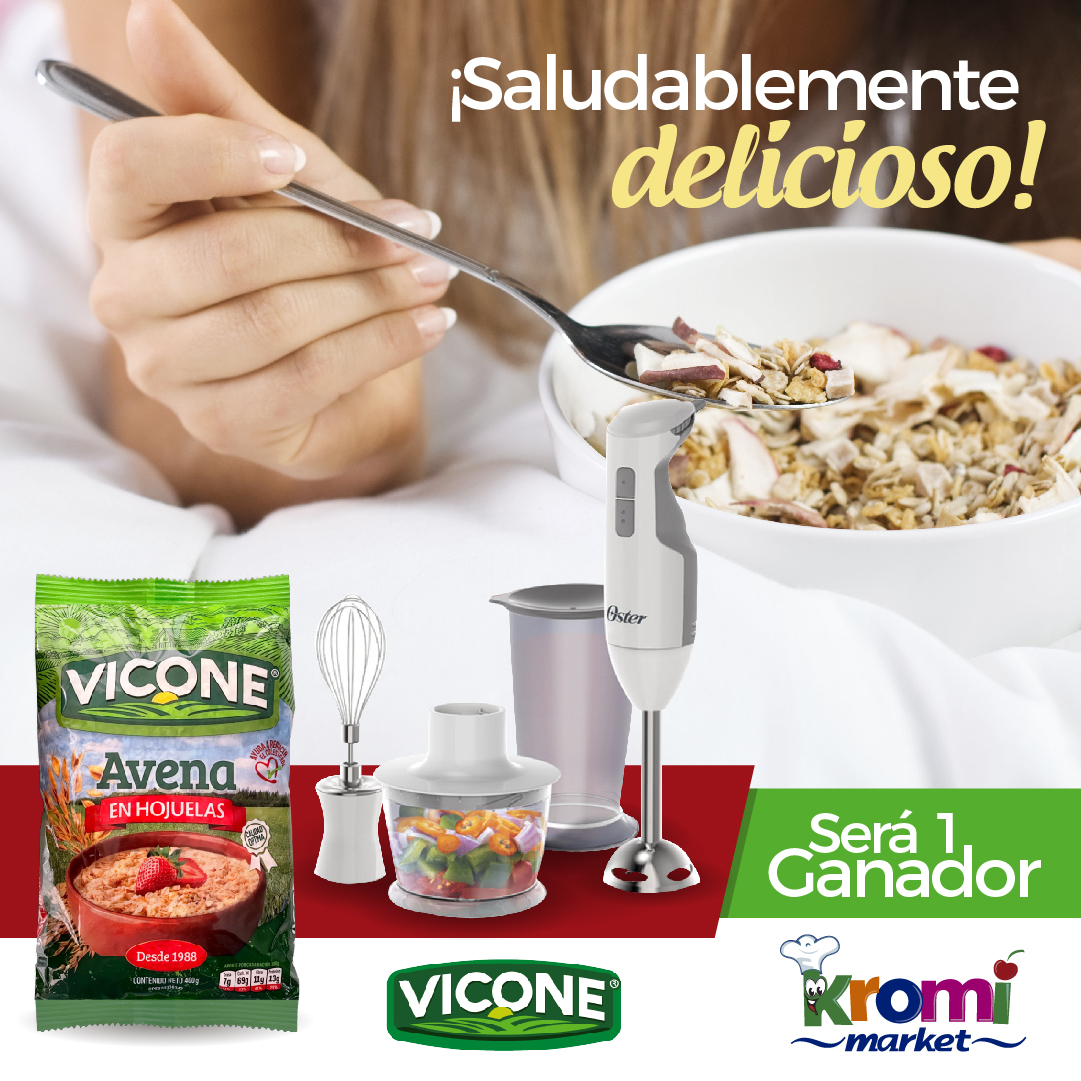KromiMarket's tweet photo. Disfruta saludablemente con vicone 🤯

Participa y se el ganador de 12 paquetes avena en hojuelas de 400grs y una batidora de inmersión, una opción perfecta para iniciar una rutina fitness desde casa💪

Participa y gana >> https://t.co/fRB05RuMai

#KromiMarket #KromiMarketExpress https://t.co/15vZBxKAbf