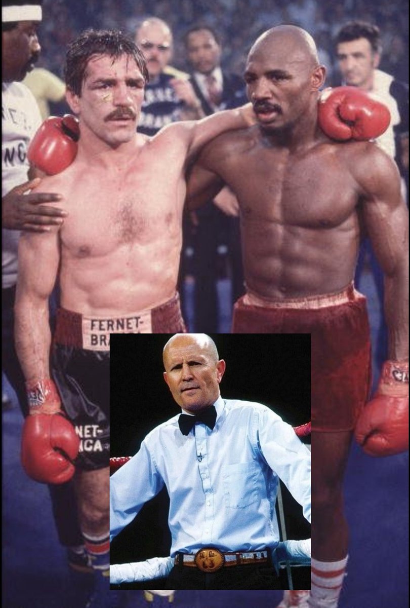 #HaglerLeonard wasn't the only time Hagler (& a lot other people) felt he was robbed 1st time was Hagler Antuofermo 1 'a draw' according to Hagler even referee Mills Lane congratulated him & said.. 
'Now stay facing this way until they announce the decision and I raise your arm.”