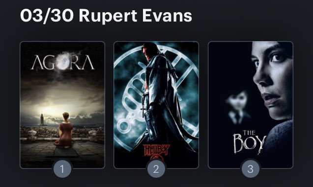Hoy cumple años el actor Rupert Evans (44) Happy birthday ! Aquí mi miniRanking: 
