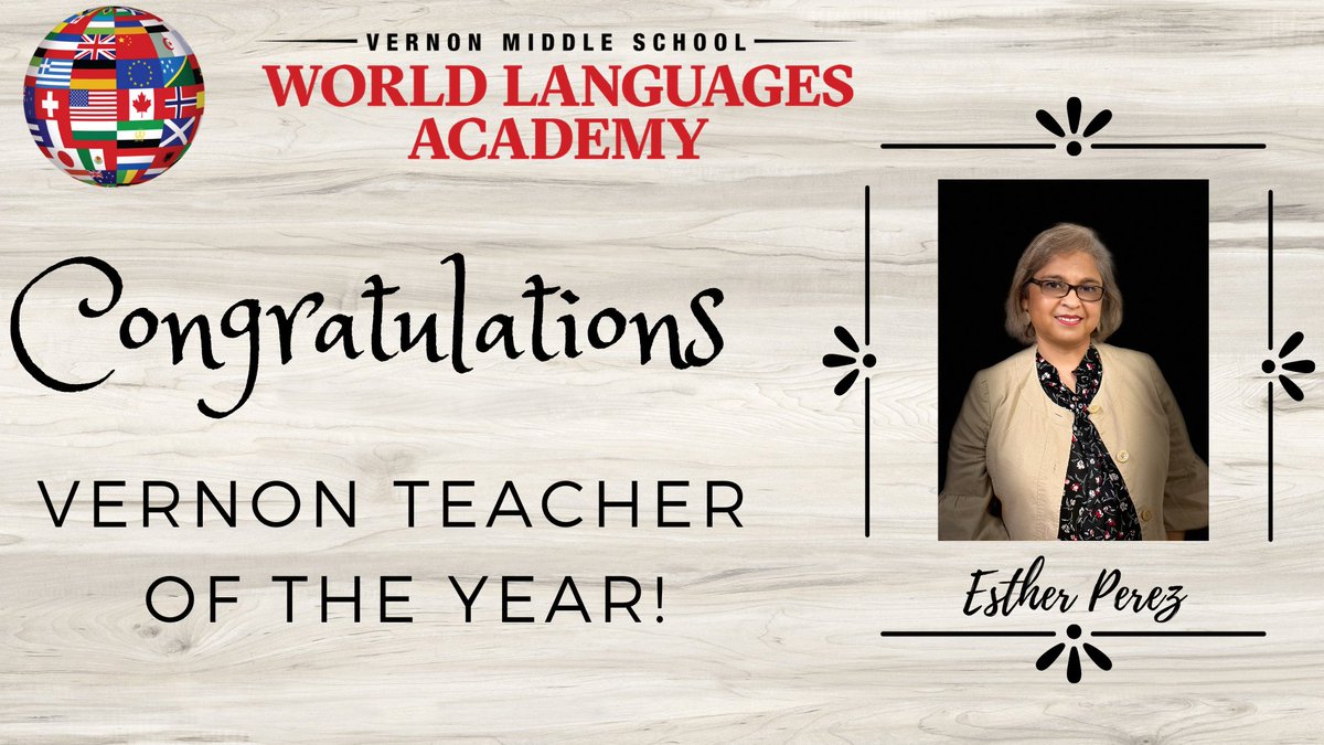 Congratulations Mrs. Perez! #TOY #VernonWLA #GreatThingsHappenAtVernonWLA