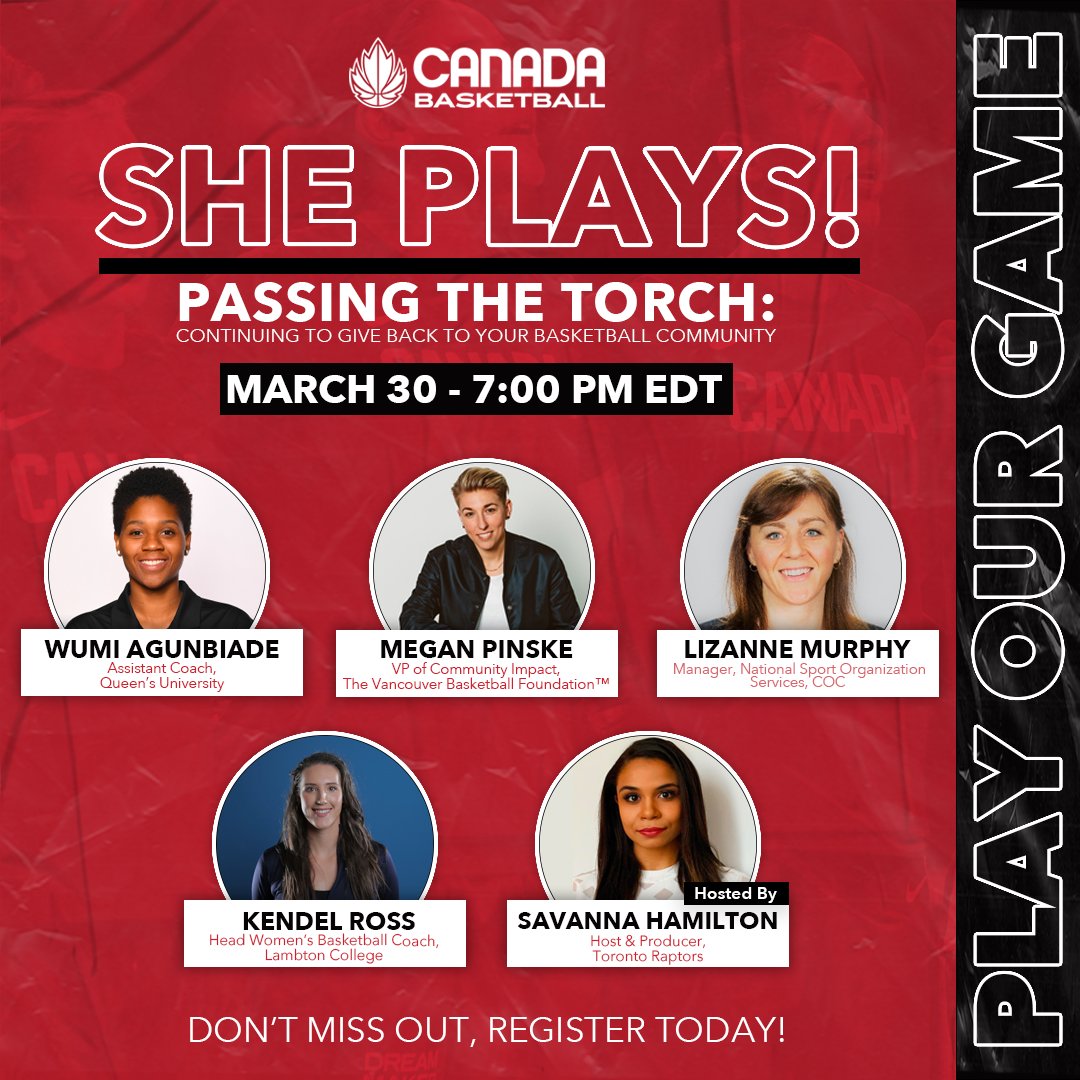 CanBball's tweet photo. There's still time to register for our Women in Basketball Month session tonight! 

"Passing the Torch: Continuing to Give Back to Your Basketball Community" 

Join us at 7PM ➡️ https://t.co/E2GGXqtMvW https://t.co/wQLPRtSdzm