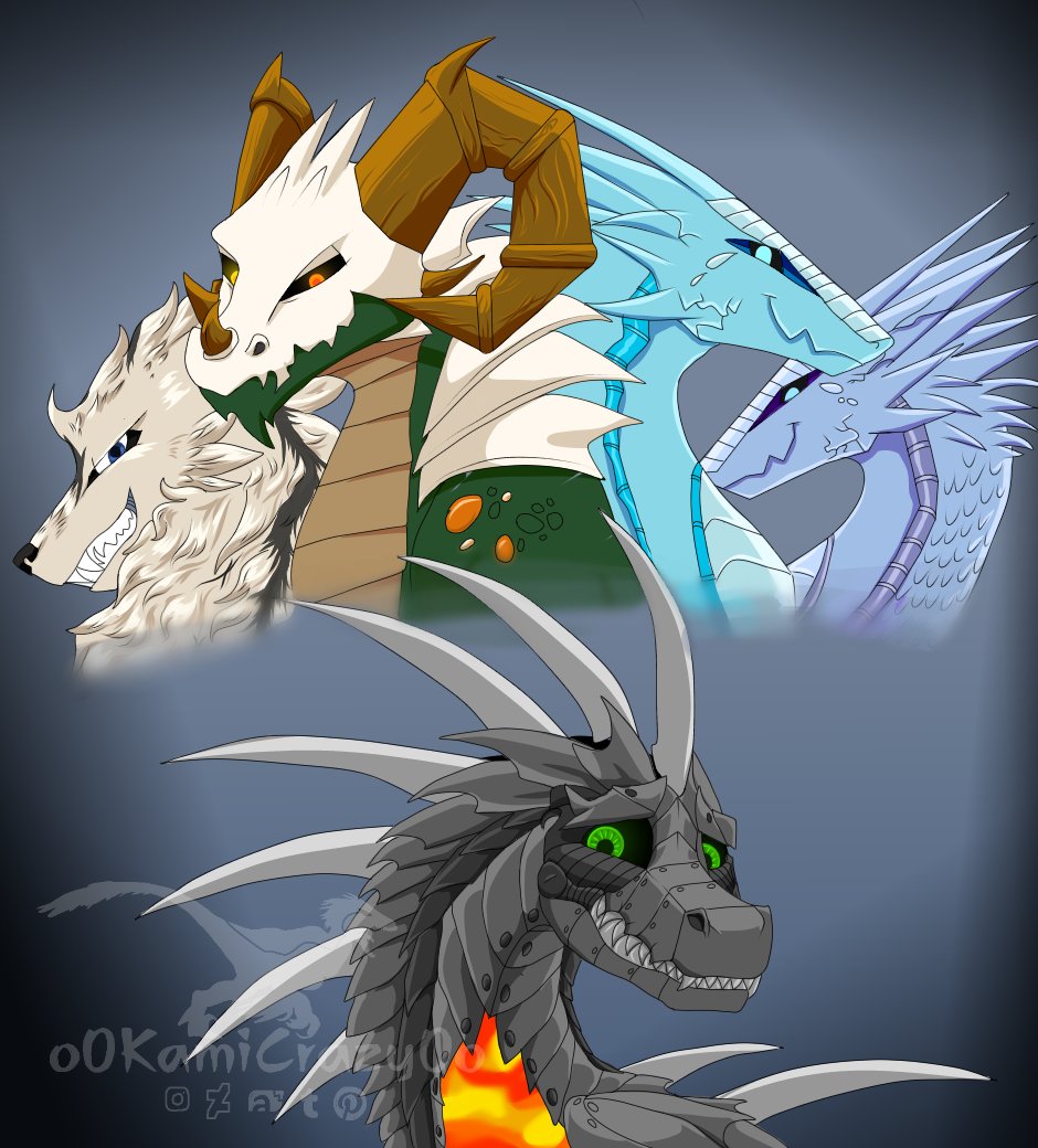o0KamiCrazy0o's tweet photo. This week on the Bachelor! XD
Possible harem 😳
Love interests for my boi
Top: Tundra, Terek, FrostBite, Flake
Bottom: Kuro 
#dragons #icedragons #earthdragons #furdragons #wyverns #fluffy #metaldragons https://t.co/awYT4M64Sf