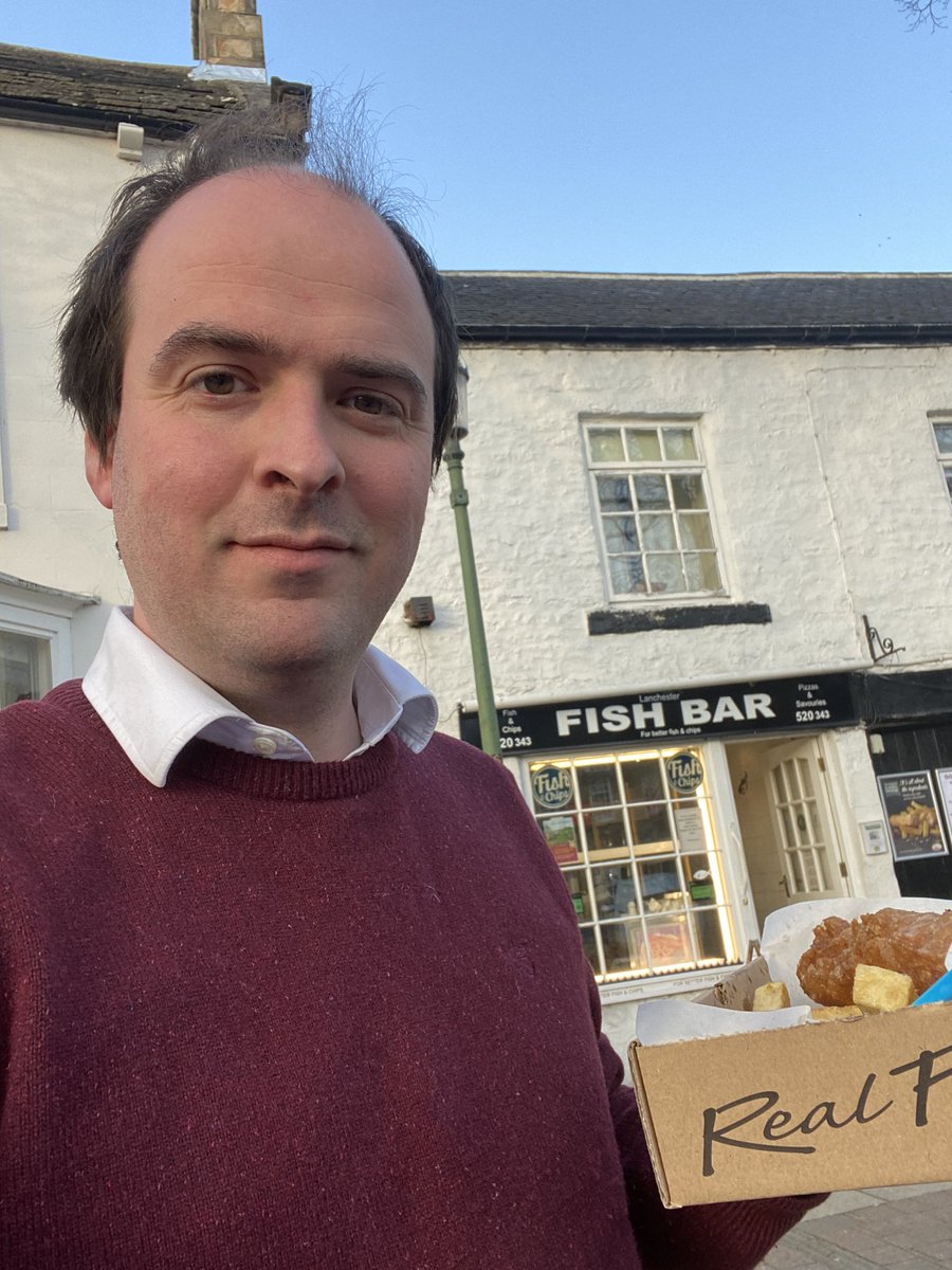 RicHolden's tweet image. Felt like a treat after leafleting in #Lanchester this evening. 

Can’t beat a battered sausage.

Love the #FishBar.
