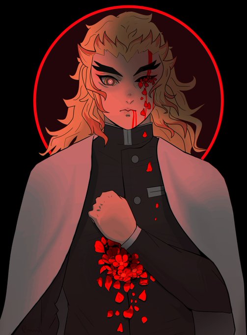 🌸さんがTwitterに投稿した煉獄杏寿郎(鬼滅の刃)のイラスト。