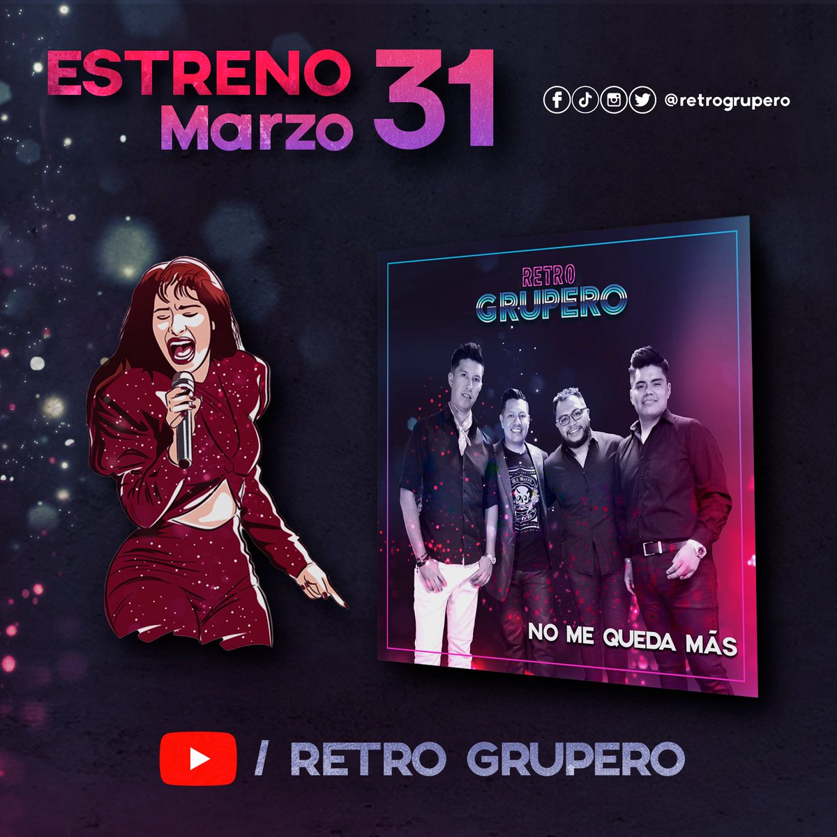 retrogrupero's tweet photo. Mañana se cumplen 25 años del fallecimiento de la reina grupera Selena y tenemos preparada una gran sorpresa. ¡Estén pendientes!
#retrogrupero #selenaquintanilla https://t.co/6weyXg8MhI