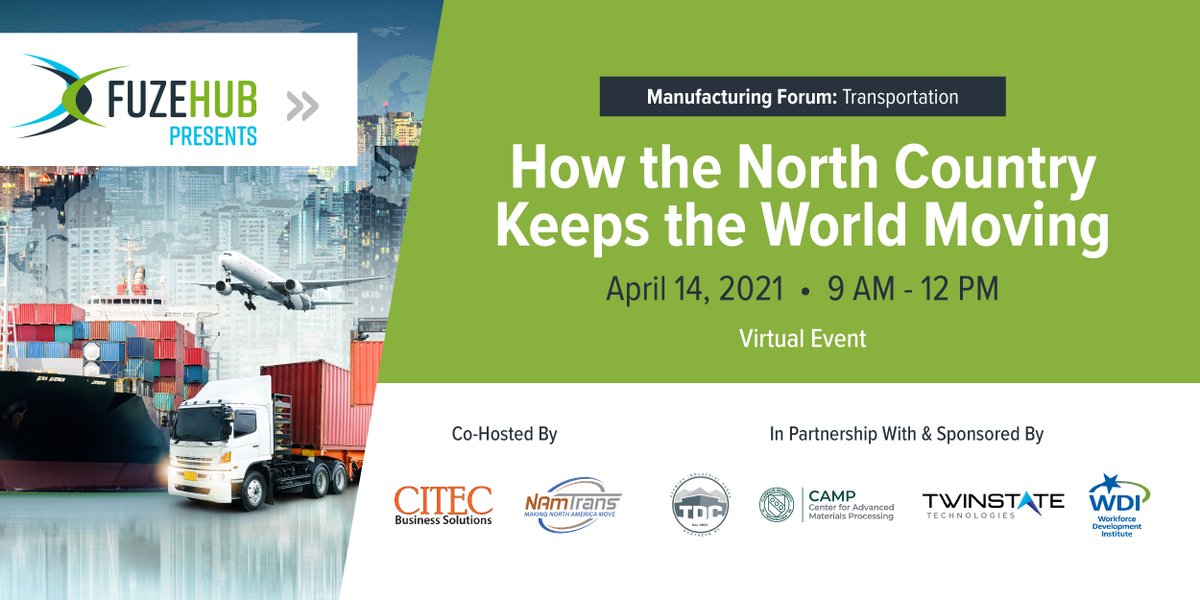 Fuzehub's tweet photo. We are two weeks away from our virtual Manufacturing Forum: How the North Country Keeps the World Moving. Learn more and Register now: https://t.co/ivfDZu2ttY
@NAmTrans1 @WDINY @campatclarkson @_Twinstate @Alstom #NYManufacturing #ManufacturingForum https://t.co/REt5GuhxYu