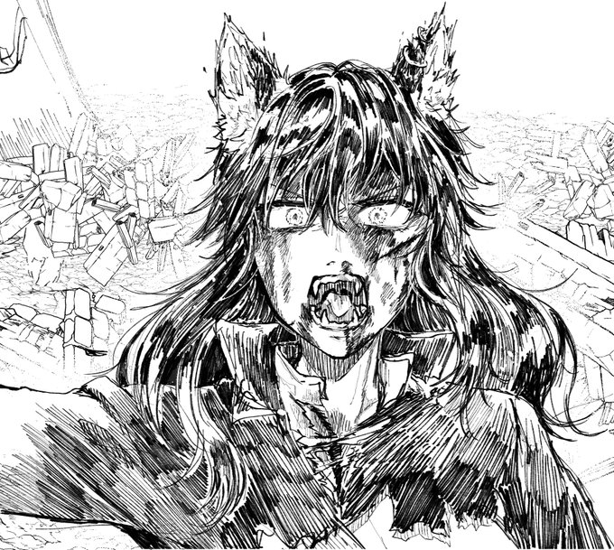 テキサスって怒ったり、牙あったりするの…????ならくがき(まだまだにわか)戦って血だらけの女は美しい……(個人の見解) 