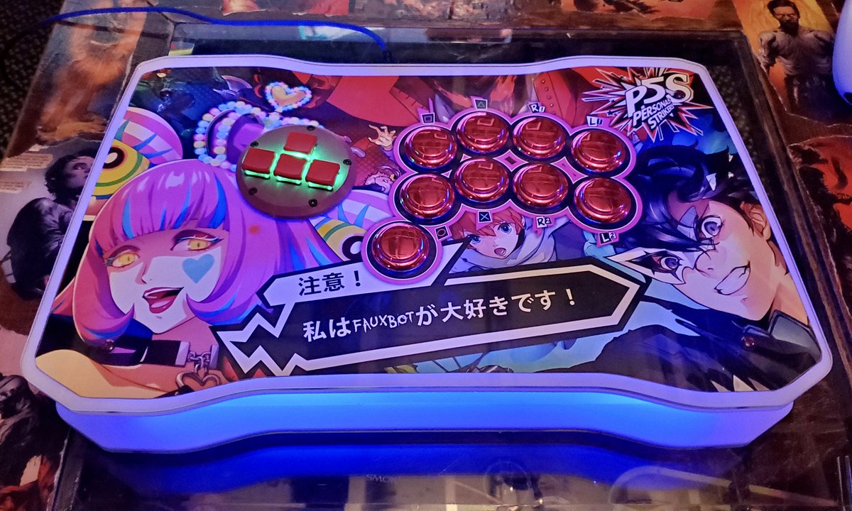 jonyfraze's tweet photo. Another collabo with @fauxbott x @butteroj x @Layer_Shift shift. #Persona5 Strikers themed graphic I cooked up on this ButterBomber featuring the new OdinV2 WASD drop in. 🔥🕹🔥

#fgc #fightstick #wasd #gamer #otaku https://t.co/PmQkpWBbSt