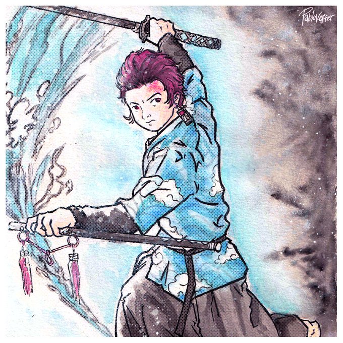 vesterさんがTwitterに投稿した竈門炭治郎(鬼滅の刃)のイラスト。