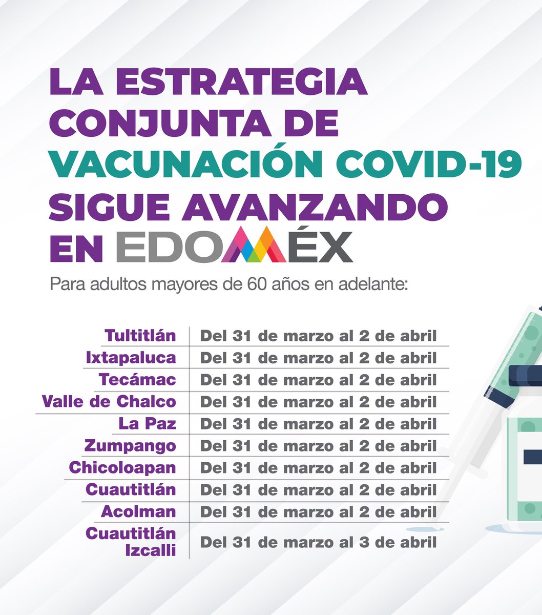 alfredodelmazo's tweet image. Sigue avanzando la #EstrategiaDeVacunación en el #Edoméx.

Consulta las sedes y los horarios en: edomex.gob.mx/vacunacion