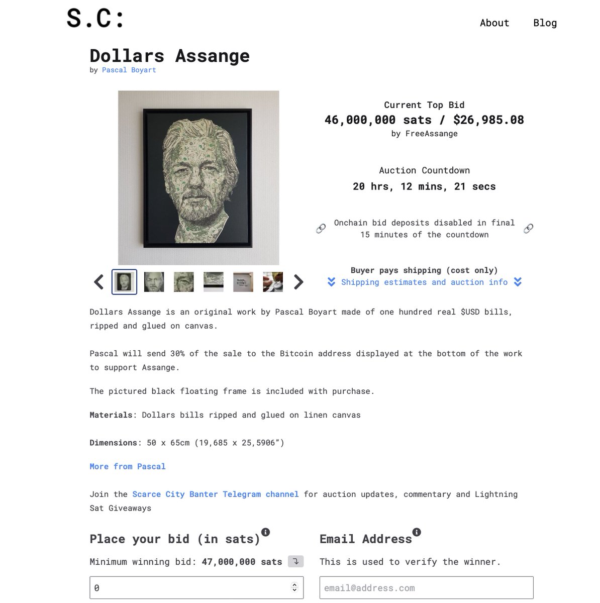 This is super exciting!  #FreeJulianAssangeNow #art by #PascalBoyart #DollarsAssange #liveauction @scarcedotcity Let's get him out of that hellhole #BelmarshPrison #JournalismIsNotACrime !!!