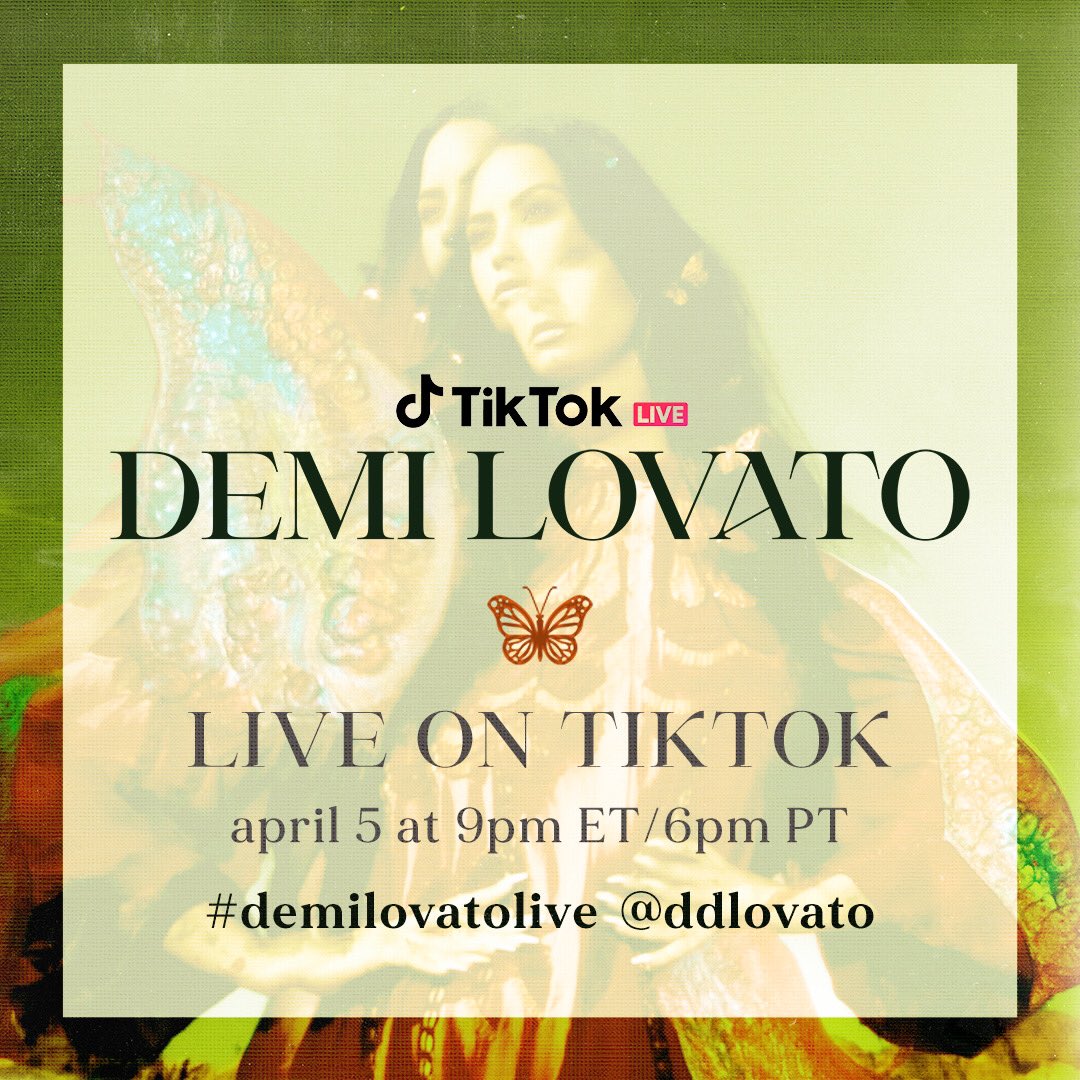 ddlovato's tweet photo. Spending album release weekend with you bbs and TikTok!! 💿🦋🌈  

Join me for their new show Headstream on ALBUM RELEASE DAY Friday April 2 at 4pm PST/7pm EST &amp; on Monday April 5 I'm performing LIVE at 6pm PST/9pm EST. Can't waittt 🥰 #demilovatolive #DWTDTAOSO https://t.co/uqGECM7Vd4