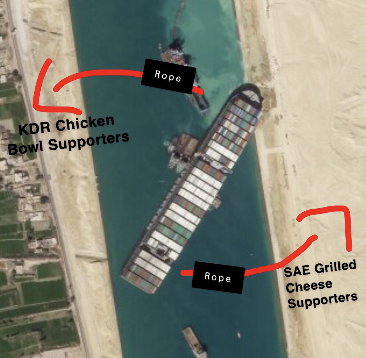 Make sure you vote in the Finals! If a boat ever gets stuck in the Suez Canal again, we will have a plan! 🚀👨‍🍳