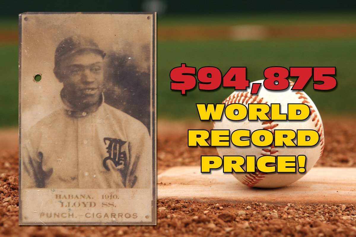 HakesAuctions's tweet photo. SOLD FOR $94,875! @HakesAuctions gets world record results that stand. #BaseballFans, ✅ out our auctions! Contact us today to sell your #baseballcards! 🇨🇺⚾️🇨🇺
#MLB #PopLloyd #JohnHenryLloyd #Cuba #CubanBaseball #PunchCigarros #SGC #baseballcardcollectors #sportscards https://t.co/B6jS9yaRo3