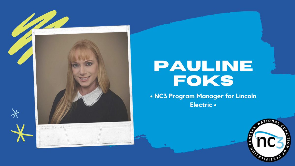 NC3skills's tweet photo. Introducing NC3’s March Staff Spotlight… Pauline Foks! In her role at NC3, Pauline supports our Lincoln Electric Educational Partner School (LEEPS) program. Learn more about Pauline and what originally drew her to NC3 at https://t.co/0VZaFdOuQc. #NC3Skills #NC3Certs #NC3Team https://t.co/fGgiiXKrLV