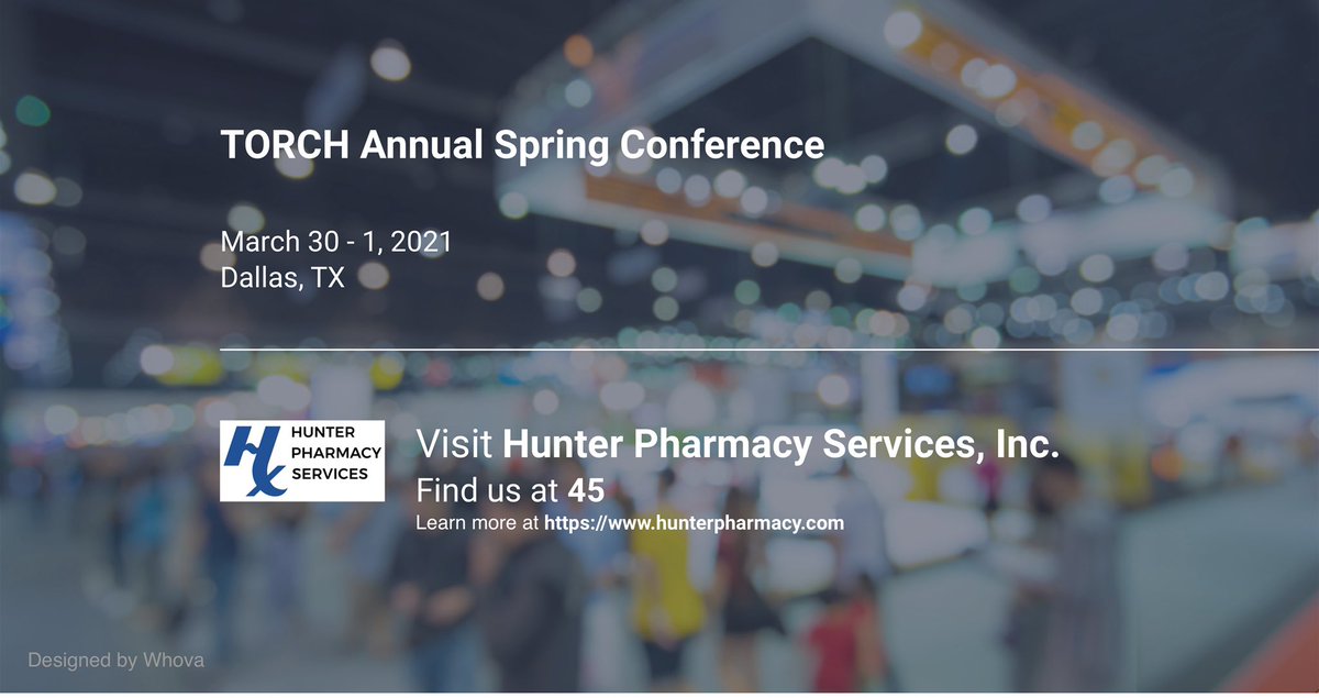 HunterPharmacy's tweet photo. Come to visit our booth at TORCH Annual Spring Conference and check out our amazing offers. #torchnet, ruralmatters TORCHspringconf via Whova event app https://t.co/sGfe6Aob8O https://t.co/fgLnJ5Rcfg